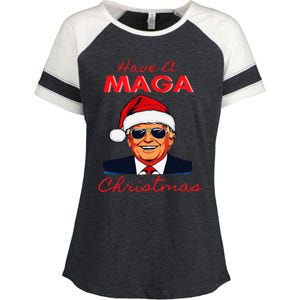 Have A Maga Christmas Humorous Pajamas Santa Enza Ladies Jersey Colorblock Tee