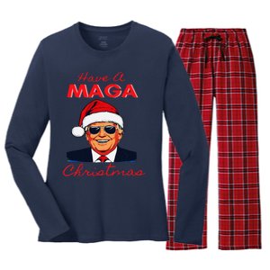 Have A Maga Christmas Humorous Pajamas Santa Women's Long Sleeve Flannel Pajama Set 