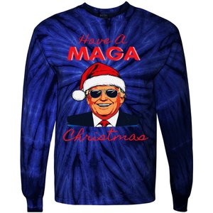 Have A Maga Christmas Humorous Pajamas Santa Tie-Dye Long Sleeve Shirt