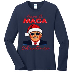 Have A Maga Christmas Humorous Pajamas Santa Ladies Long Sleeve Shirt