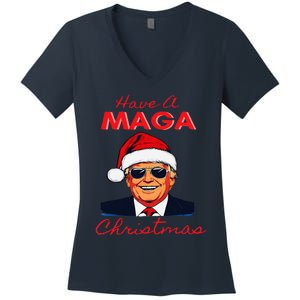 Have A Maga Christmas Humorous Pajamas Santa Women's V-Neck T-Shirt