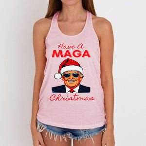 Have A Maga Christmas Humorous Pajamas Santa Women's Knotted Racerback Tank