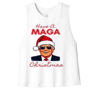 Have A Maga Christmas Humorous Pajamas Santa Women's Racerback Cropped Tank