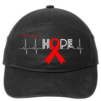 HOPE  Awareness Month Products Red Ribbon Stroke Awareness 7-Panel Snapback Hat