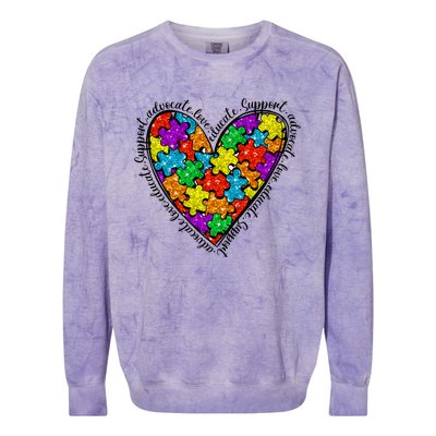 Heart Autism Mom Special Education Autism Awareness Colorblast Crewneck Sweatshirt