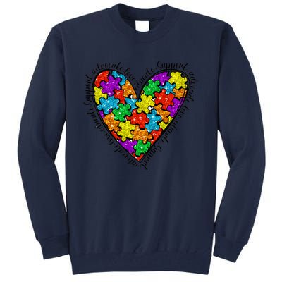 Heart Autism Mom Special Education Autism Awareness Tall Sweatshirt