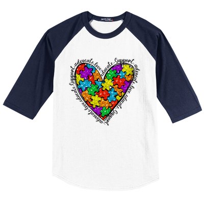 Heart Autism Mom Special Education Autism Awareness Baseball Sleeve Shirt