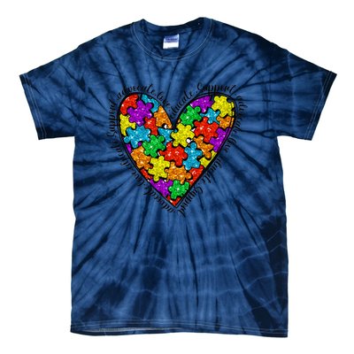 Heart Autism Mom Special Education Autism Awareness Tie-Dye T-Shirt