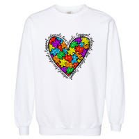 Heart Autism Mom Special Education Autism Awareness Garment-Dyed Sweatshirt