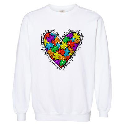 Heart Autism Mom Special Education Autism Awareness Garment-Dyed Sweatshirt