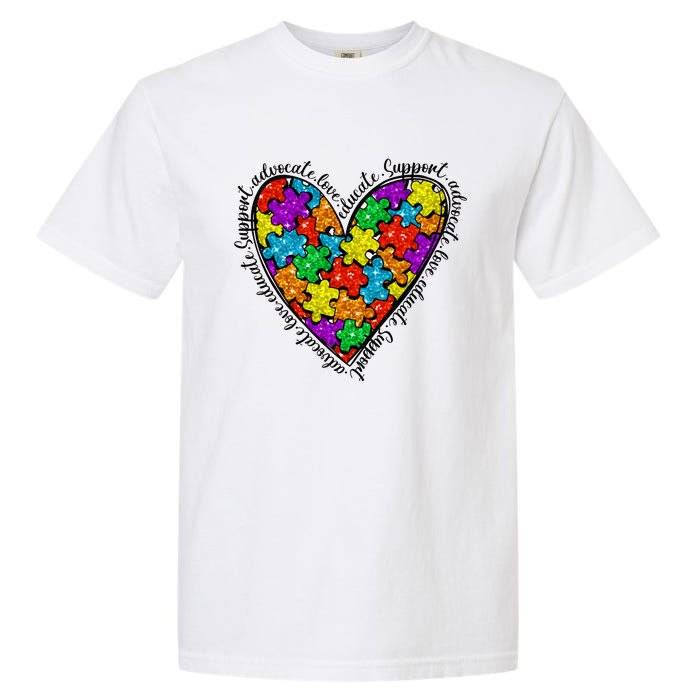 Heart Autism Mom Special Education Autism Awareness Garment-Dyed Heavyweight T-Shirt