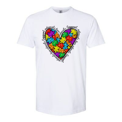 Heart Autism Mom Special Education Autism Awareness Softstyle CVC T-Shirt