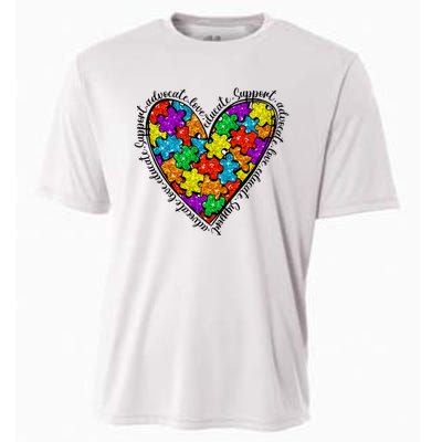 Heart Autism Mom Special Education Autism Awareness Cooling Performance Crew T-Shirt