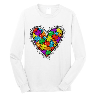 Heart Autism Mom Special Education Autism Awareness Long Sleeve Shirt