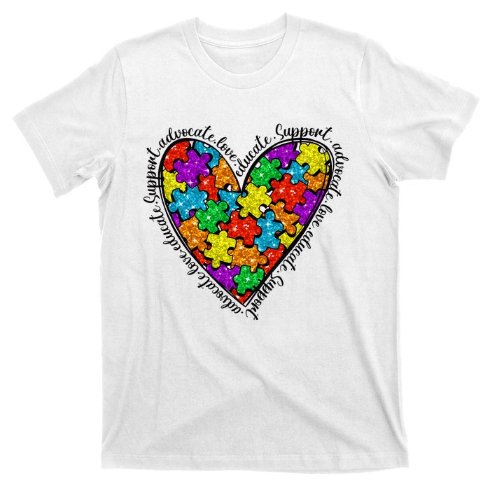 Heart Autism Mom Special Education Autism Awareness T-Shirt