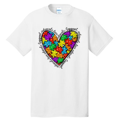 Heart Autism Mom Special Education Autism Awareness Tall T-Shirt