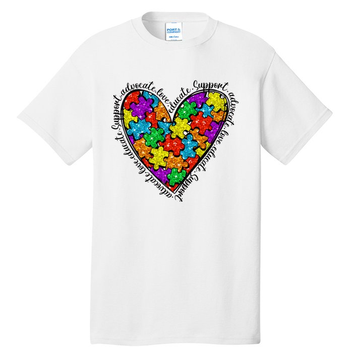 Heart Autism Mom Special Education Autism Awareness Tall T-Shirt