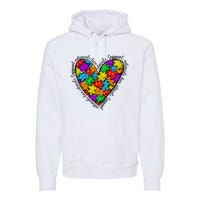 Heart Autism Mom Special Education Autism Awareness Premium Hoodie