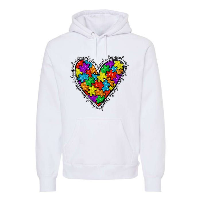 Heart Autism Mom Special Education Autism Awareness Premium Hoodie