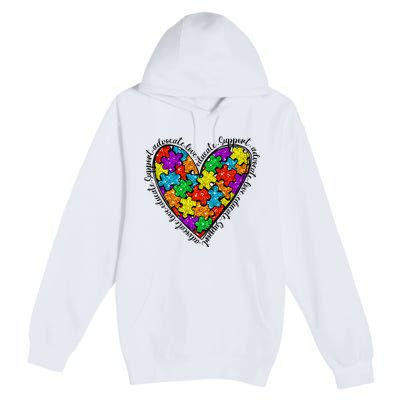 Heart Autism Mom Special Education Autism Awareness Premium Pullover Hoodie