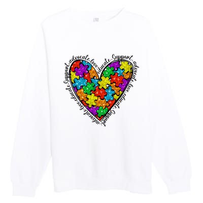 Heart Autism Mom Special Education Autism Awareness Premium Crewneck Sweatshirt