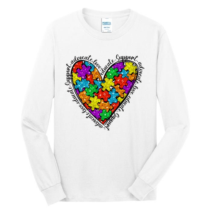 Heart Autism Mom Special Education Autism Awareness Tall Long Sleeve T-Shirt