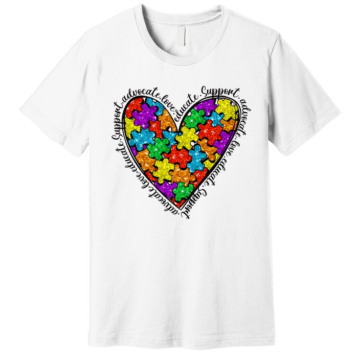 Heart Autism Mom Special Education Autism Awareness Premium T-Shirt