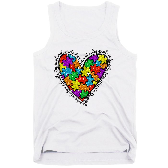 Heart Autism Mom Special Education Autism Awareness Tank Top