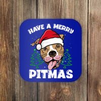 Have A Merry Pitmas Dog Owner Pitbull Dog Christmas Day Meaningful Gift Coaster