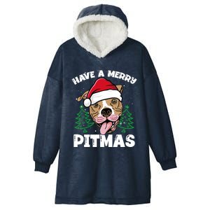 Have A Merry Pitmas Dog Owner Pitbull Dog Christmas Day Meaningful Gift Hooded Wearable Blanket