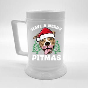 Have A Merry Pitmas Dog Owner Pitbull Dog Christmas Day Meaningful Gift Beer Stein