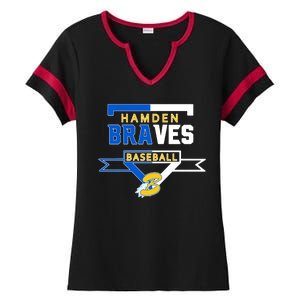 Hamden Braves Home Plate Baseball Fan Ladies Halftime Notch Neck Tee