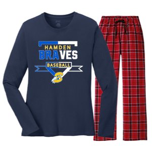 Hamden Braves Home Plate Baseball Fan Women's Long Sleeve Flannel Pajama Set 