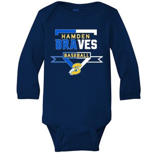 Hamden Braves Home Plate Baseball Fan Baby Long Sleeve Bodysuit