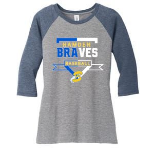 Hamden Braves Home Plate Baseball Fan Women's Tri-Blend 3/4-Sleeve Raglan Shirt