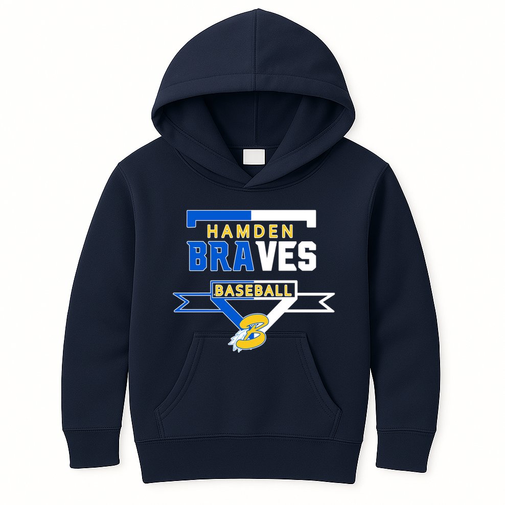 Hamden Braves Home Plate Baseball Fan Kids Hoodie