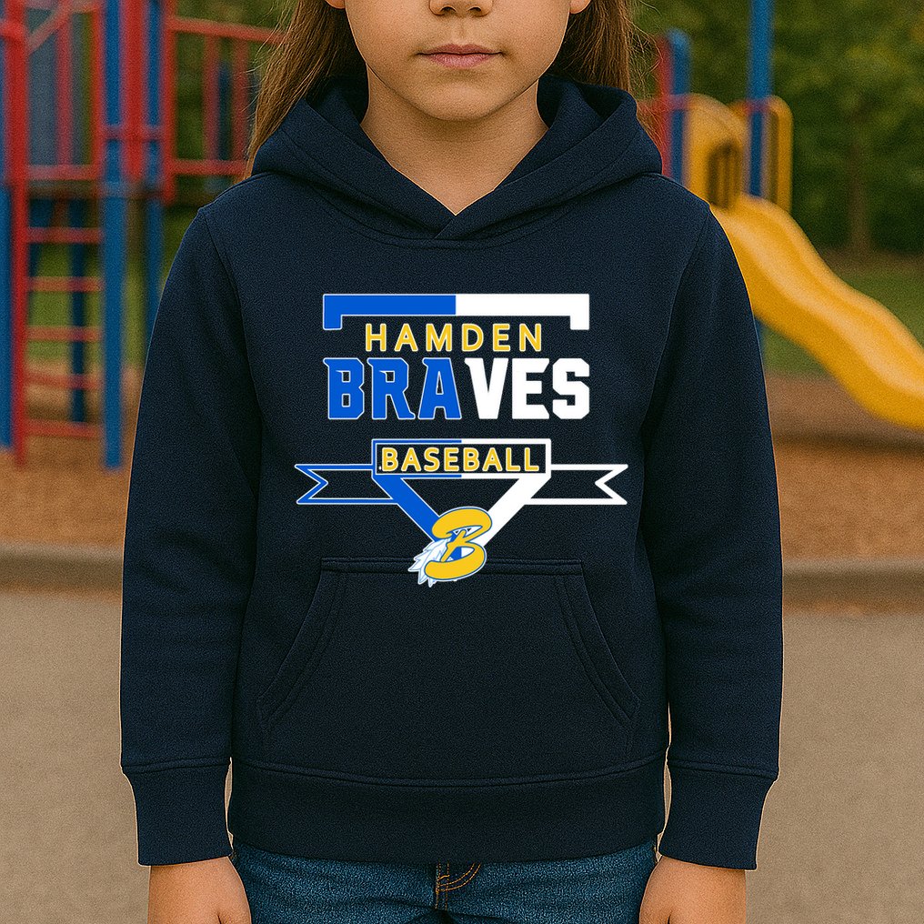 Hamden Braves Home Plate Baseball Fan Kids Hoodie