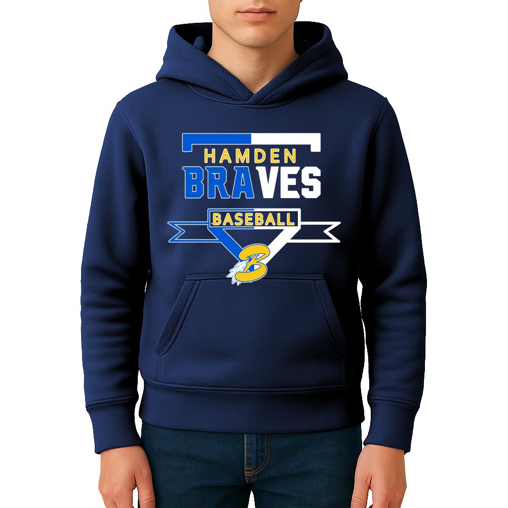 Hamden Braves Home Plate Baseball Fan Kids Hoodie