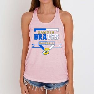 Hamden Braves Home Plate Baseball Fan Women's Knotted Racerback Tank