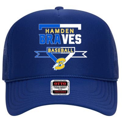 Hamden Braves Home Plate Baseball Fan High Crown Mesh Back Trucker Hat