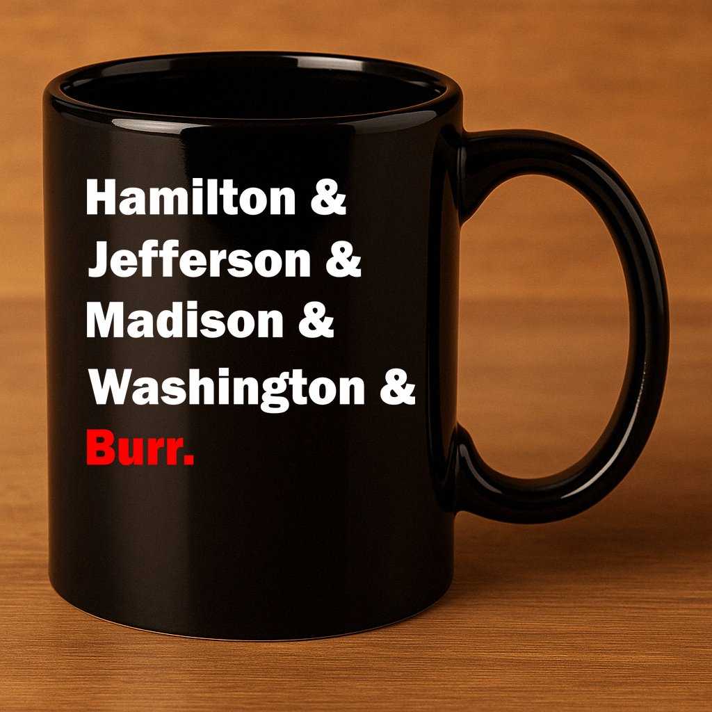 Hamilton & Jefferson & Madison & Washington & Burr. 11oz C Handle Ceramic Mug