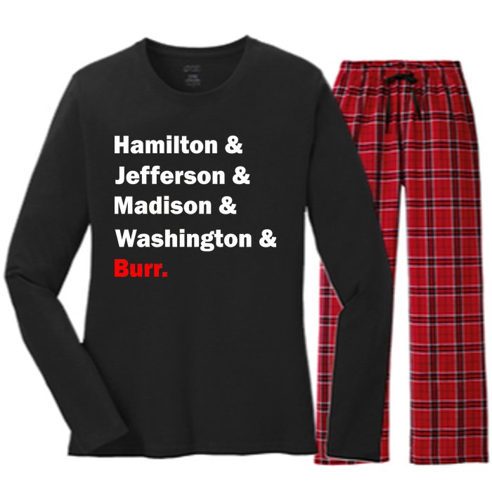 Hamilton & Jefferson & Madison & Washington & Burr. Women's Long Sleeve Flannel Pajama Set 