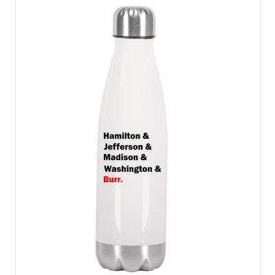 Hamilton & Jefferson & Madison & Washington & Burr. Stainless Steel Insulated Water Bottle