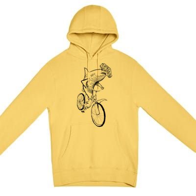 Hammerhead Shark Riding Bicycle Premium Pullover Hoodie