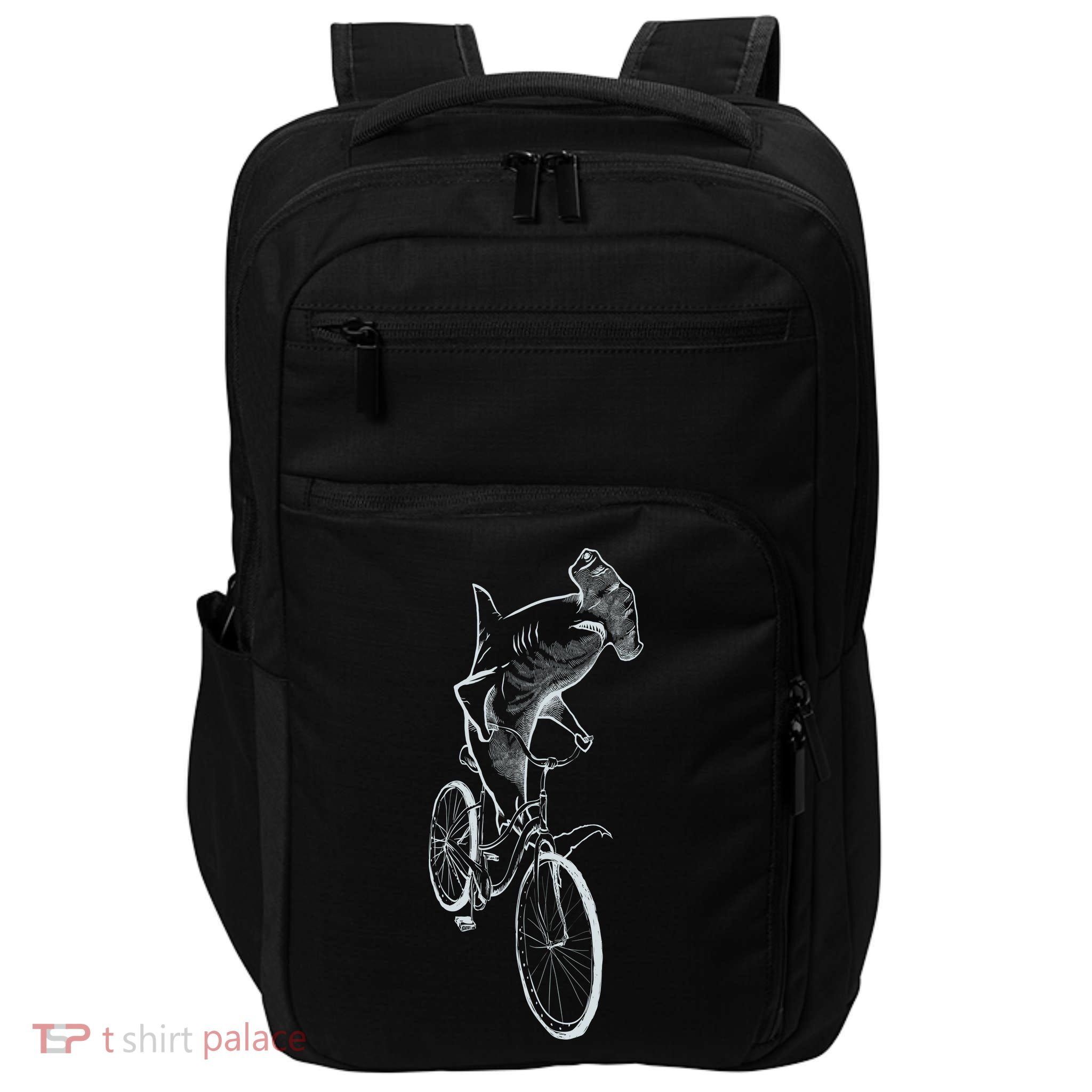 Hammerhead Shark Riding Bicycle Impact Tech Backpack