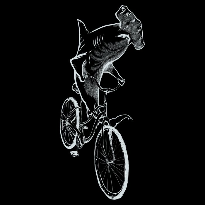Hammerhead Shark Riding Bicycle Backpack