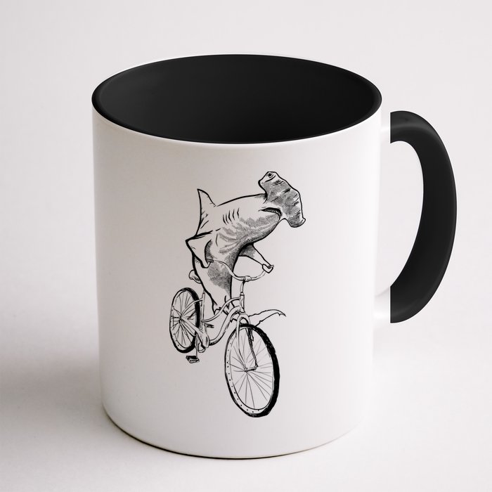 Hammerhead Shark Riding Bicycle Mug