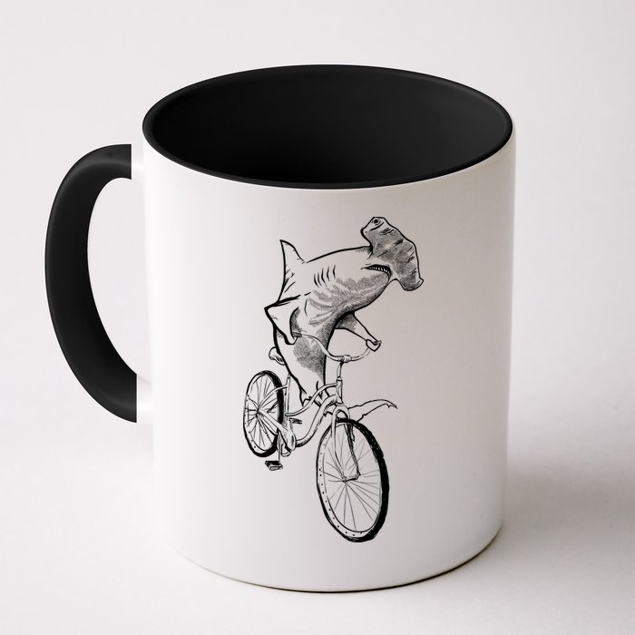 Hammerhead Shark Riding Bicycle Mug
