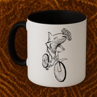 Hammerhead Shark Riding Bicycle Mug