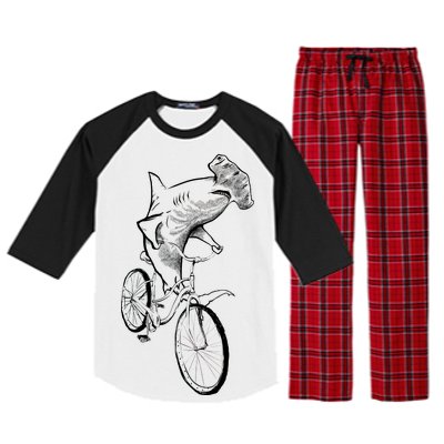 Hammerhead Shark Riding Bicycle Raglan Sleeve Pajama Set